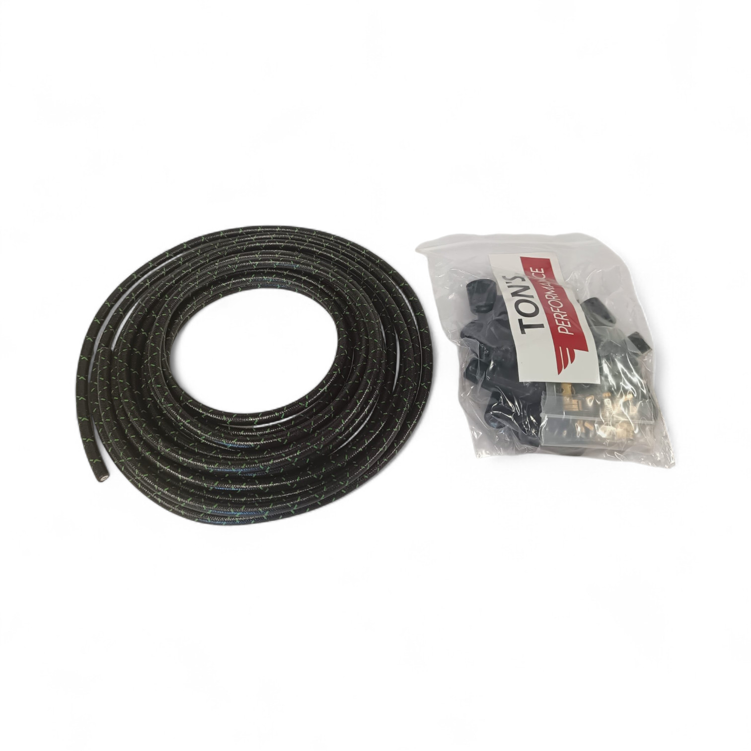 Spark plug wire set Black w/ green stripes