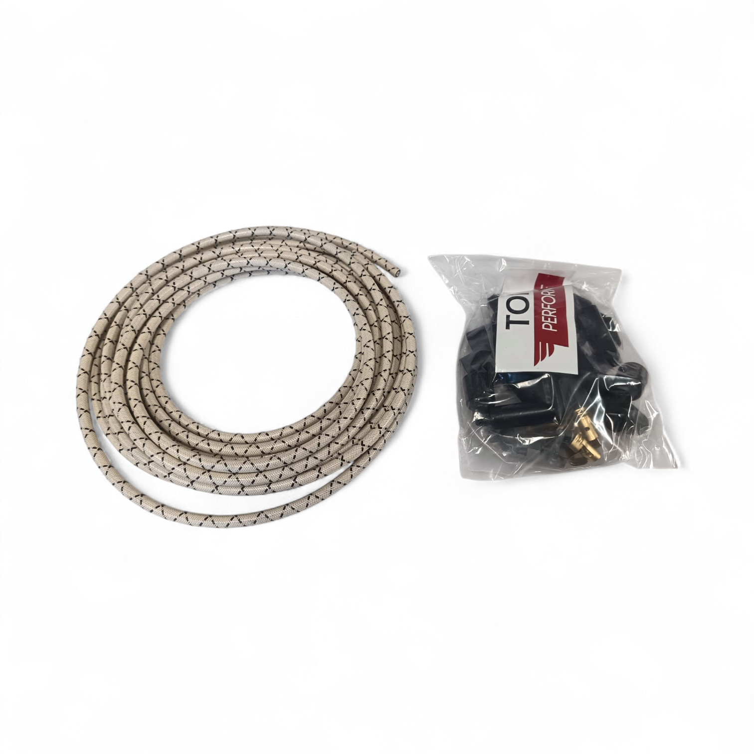 Spark plug wire set White w/ black stripes